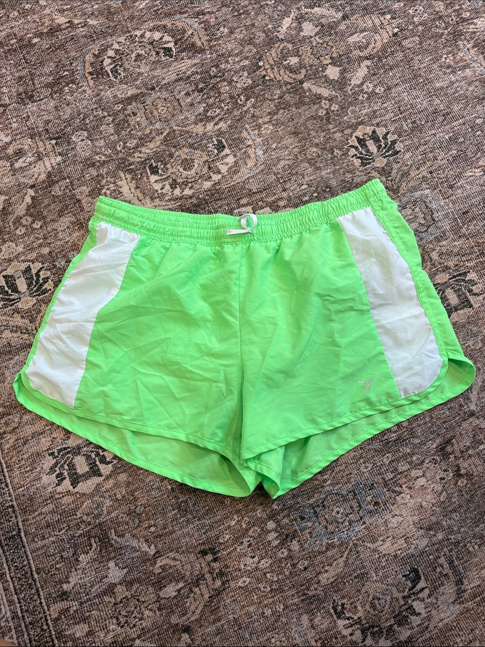 Old Navy Neon Green Athletic Shorts with White Panels